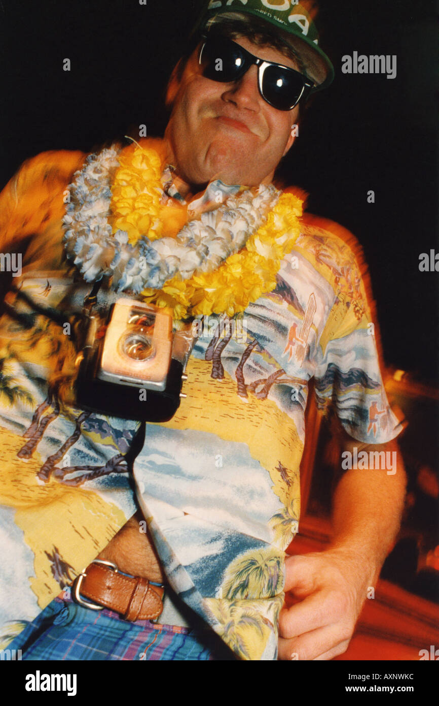 Ein Tourist mit einem Hawaii-Hemd Stockfoto