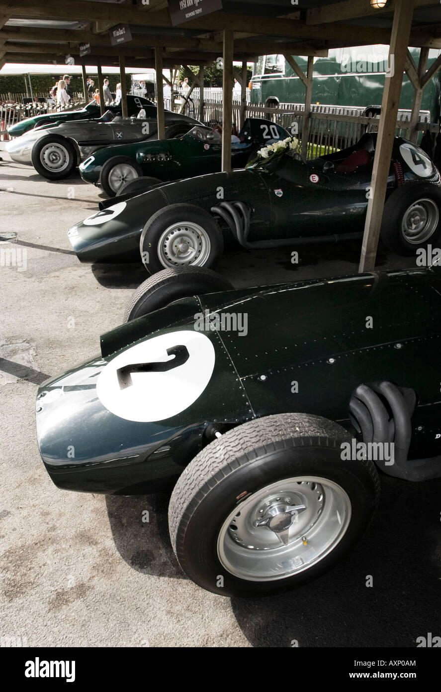 Kennzeichen Sie zwei auf historischen Vintage classic Nostalgie racing Formel ein F1-Auto-Auto Stockfoto