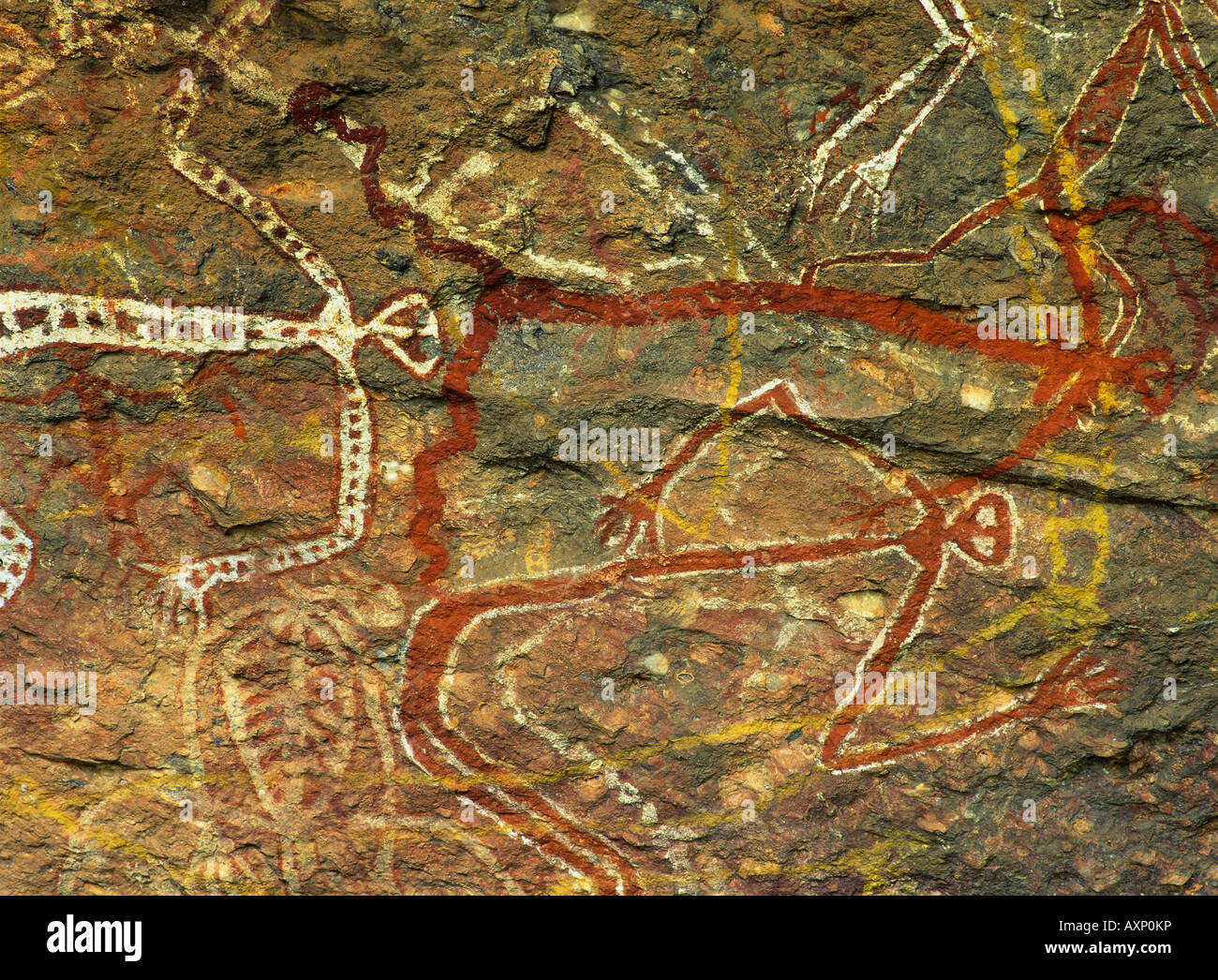 Aboriginal Felszeichnungen in Nourlangie Rock Kakadu National Park Northern Territory Australien Stockfoto
