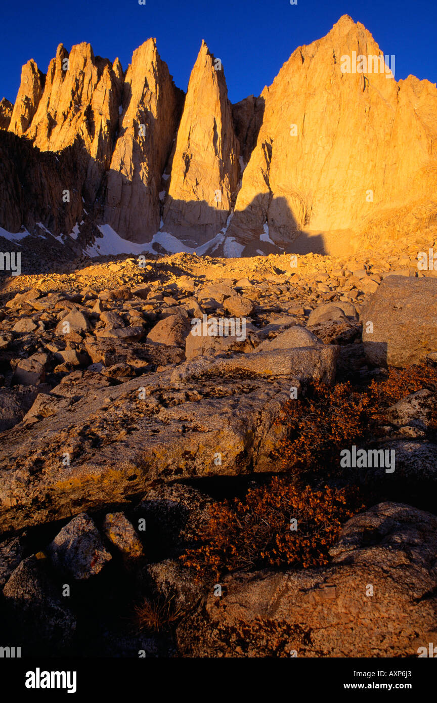 Zerklüftete Gipfel des Mount Whitney Stockfoto