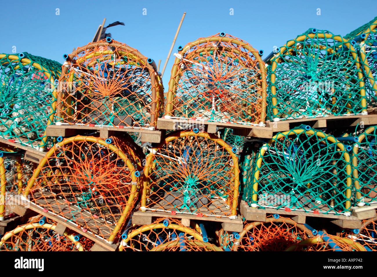 Krabben oder Hummer Töpfe Lindisfarne Holy Island Northumberland England Stockfoto
