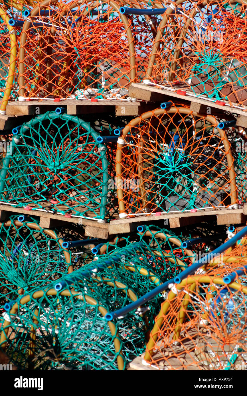 Krabben oder Hummer Töpfe Lindisfarne Holy Island Northumberland England Stockfoto