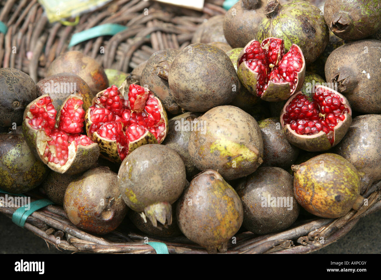 IND Indien Kerala Trivandrum Gemüse- und Obst-Markt Granatapfelfrucht Grenadin Stockfoto