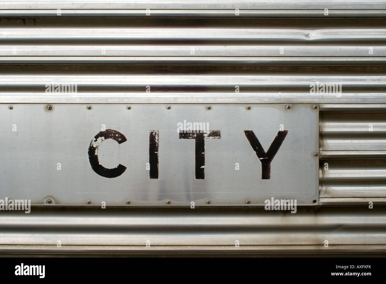Seite von einem alten Passagier Zug Auto. Stockfoto