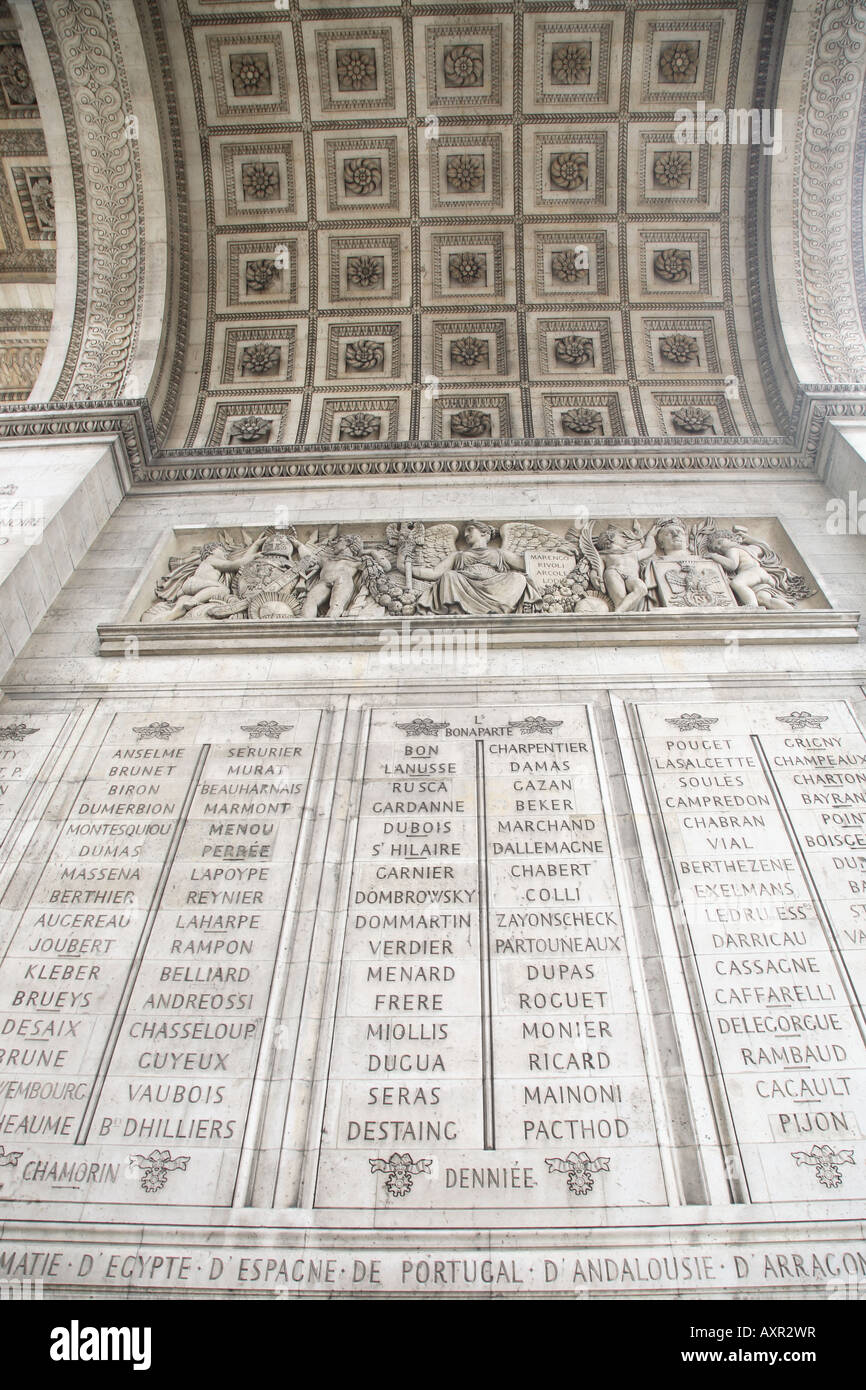 Detail auf dem Arc Triomphe, Champs Elysees, Paris, Frankreich Stockfoto