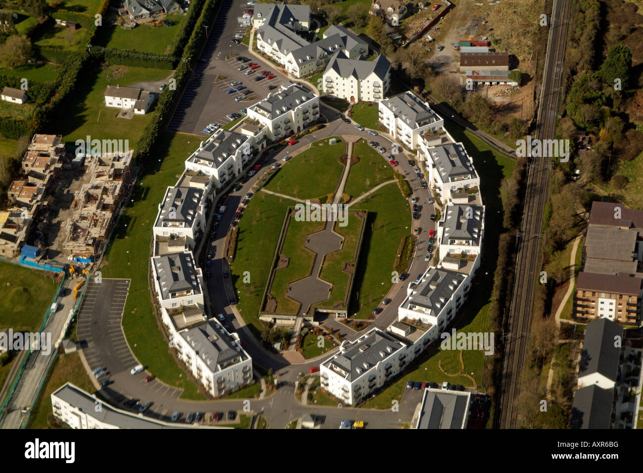 Irische Housing Development in Portmarnock Dublin aus der Luft gesehen Stockfoto