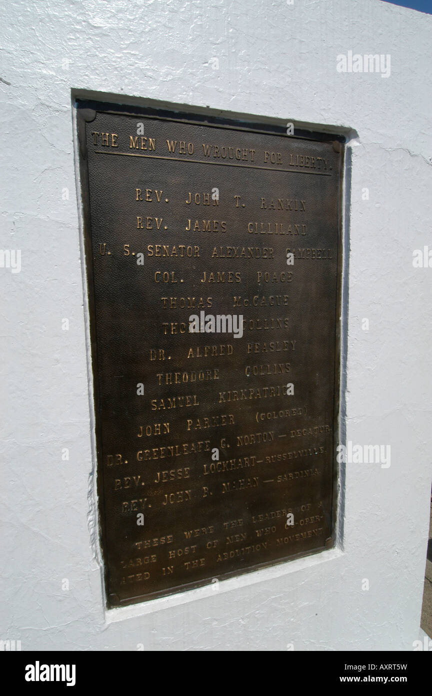 Underground Railroad Denkmal Ripley ohio Stockfoto