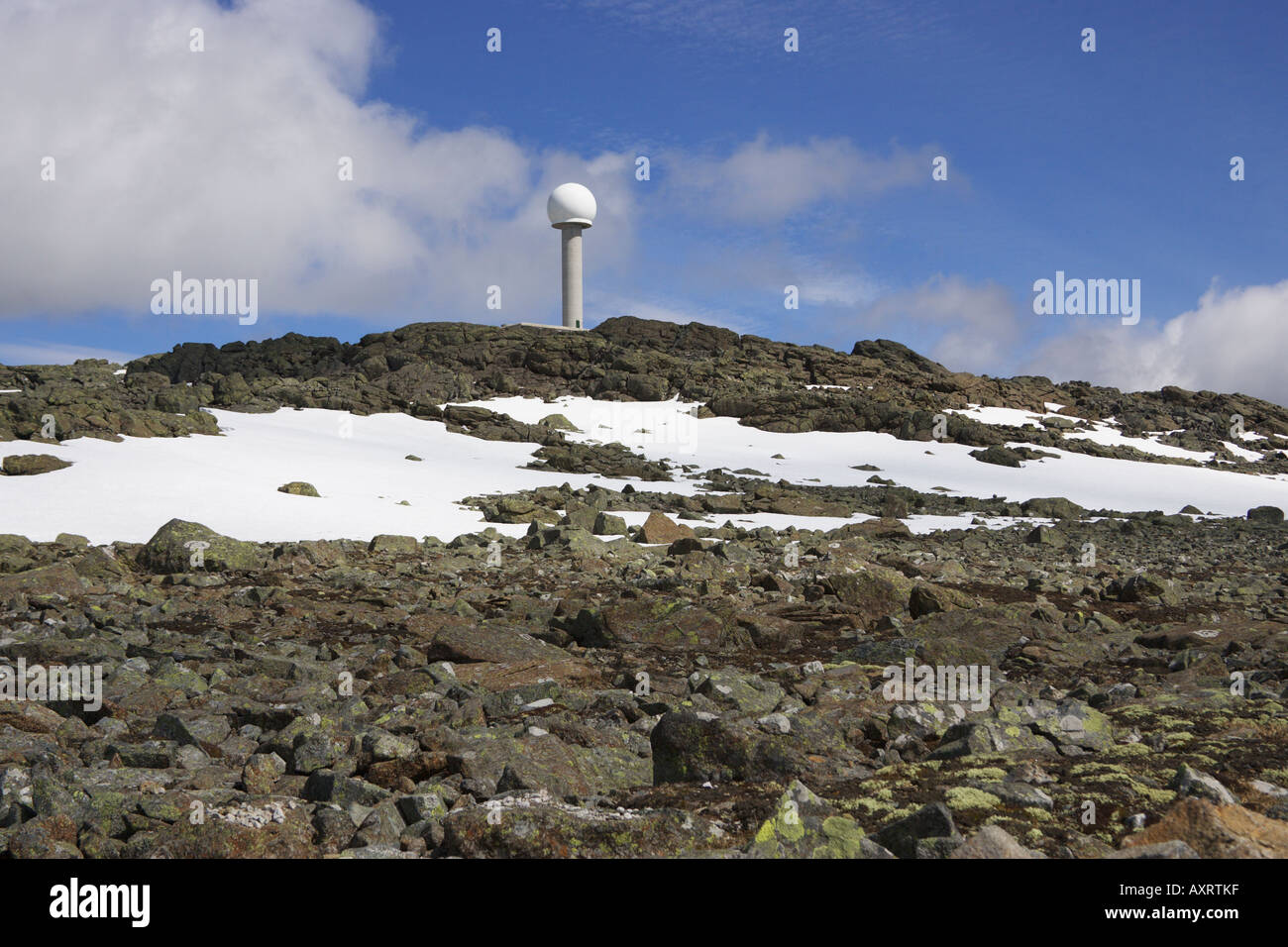 Radaranlage auf Tron Berg Tynset Hedmark Norwegen Stockfoto