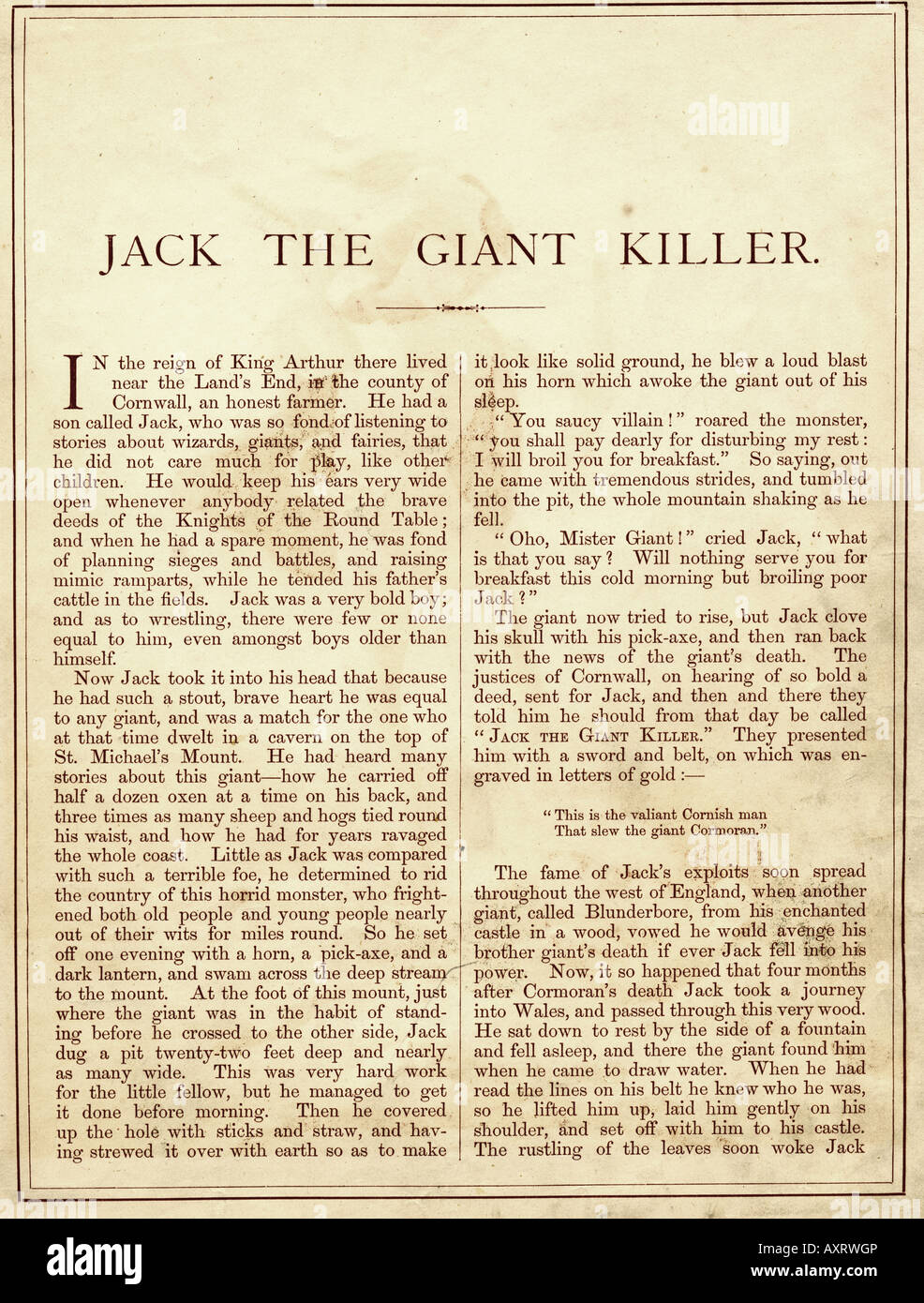 Viktorianische 1860er Jahren farbige farbigem Aufdruck von Gullivers Reisen Buch Nelson & Söhne Jack den riesige Mörder für nur redaktionelle Nutzung Stockfoto