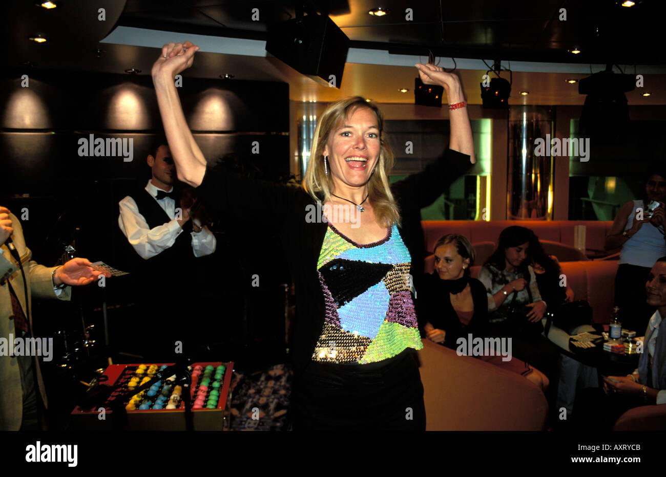 Bingo Abend auf Kreuzfahrtschiff MSC Lirica Stockfoto