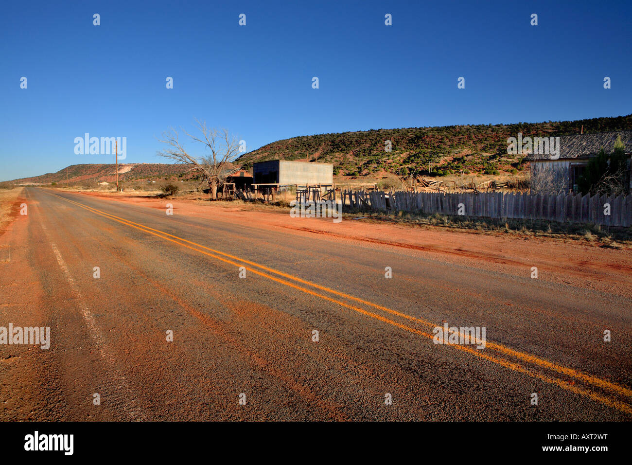 ROUTE 66 IN DEN GHOST TOWN CUERVO NEW MEXICO USA Stockfoto