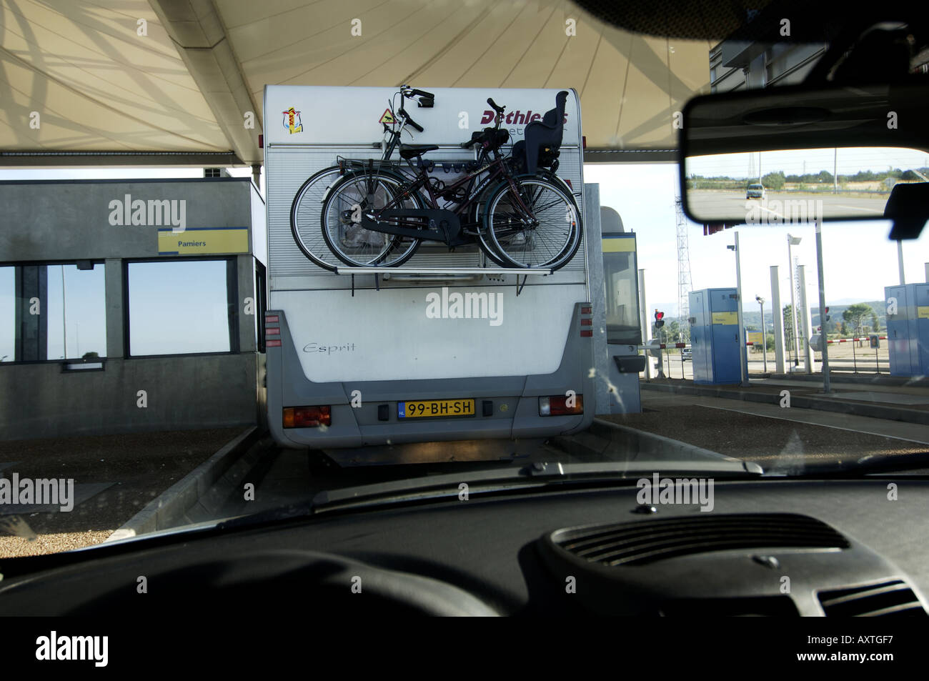 Eine niederländische Wohnwagen an einem Stand die peage Stockfoto