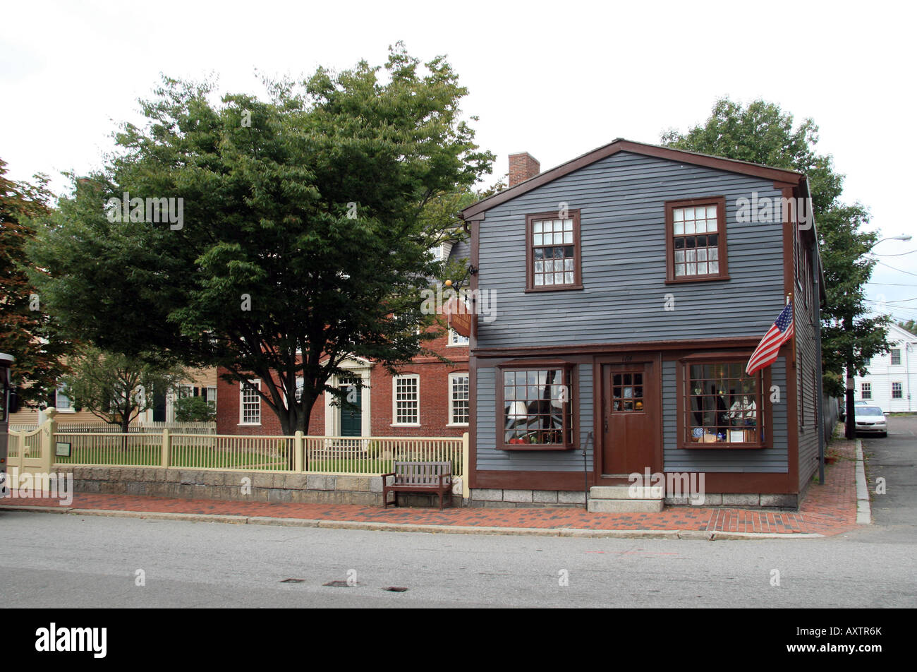 West Indien Warenspeicher und Haus Derby in der Salem Maritime National Historic Site, Salem Hafen, MA. Stockfoto