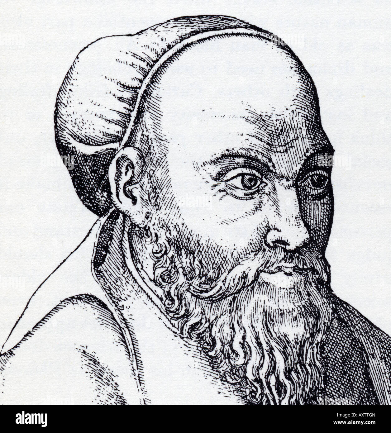 PYTHAGORAS 17. Jahrhundert Gravur der griechische Philosoph, Mystiker und Mathematiker Stockfoto