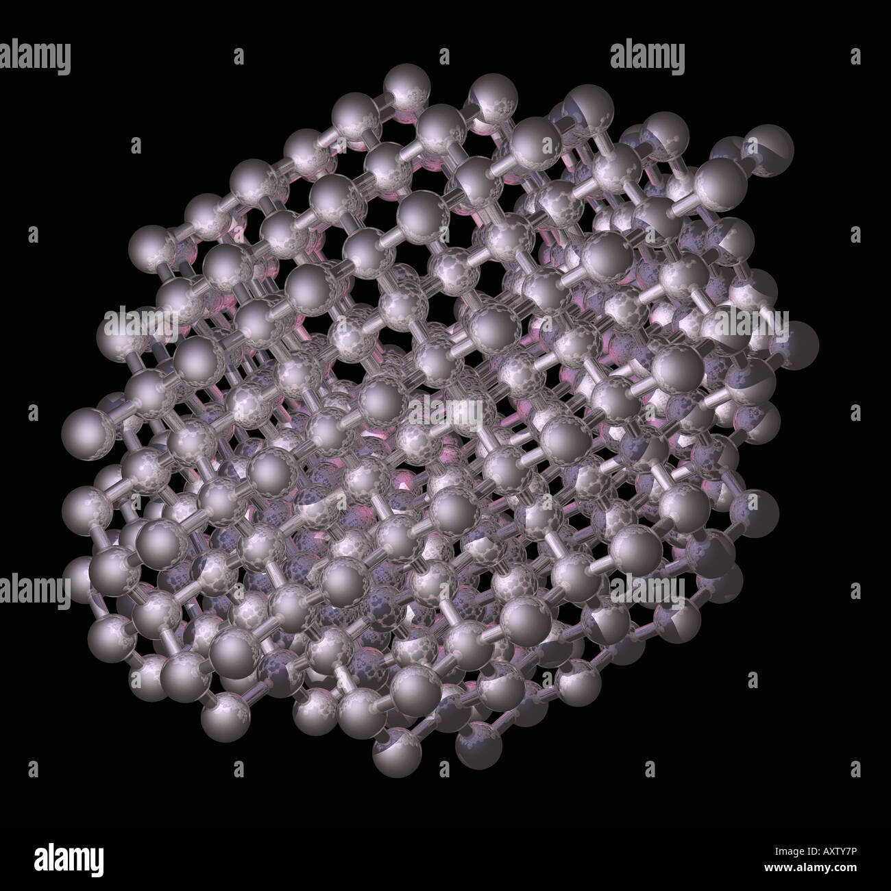 dreidimensionale Kugel und Stick Modell der kristallinen Struktur des Diamanten Stockfoto