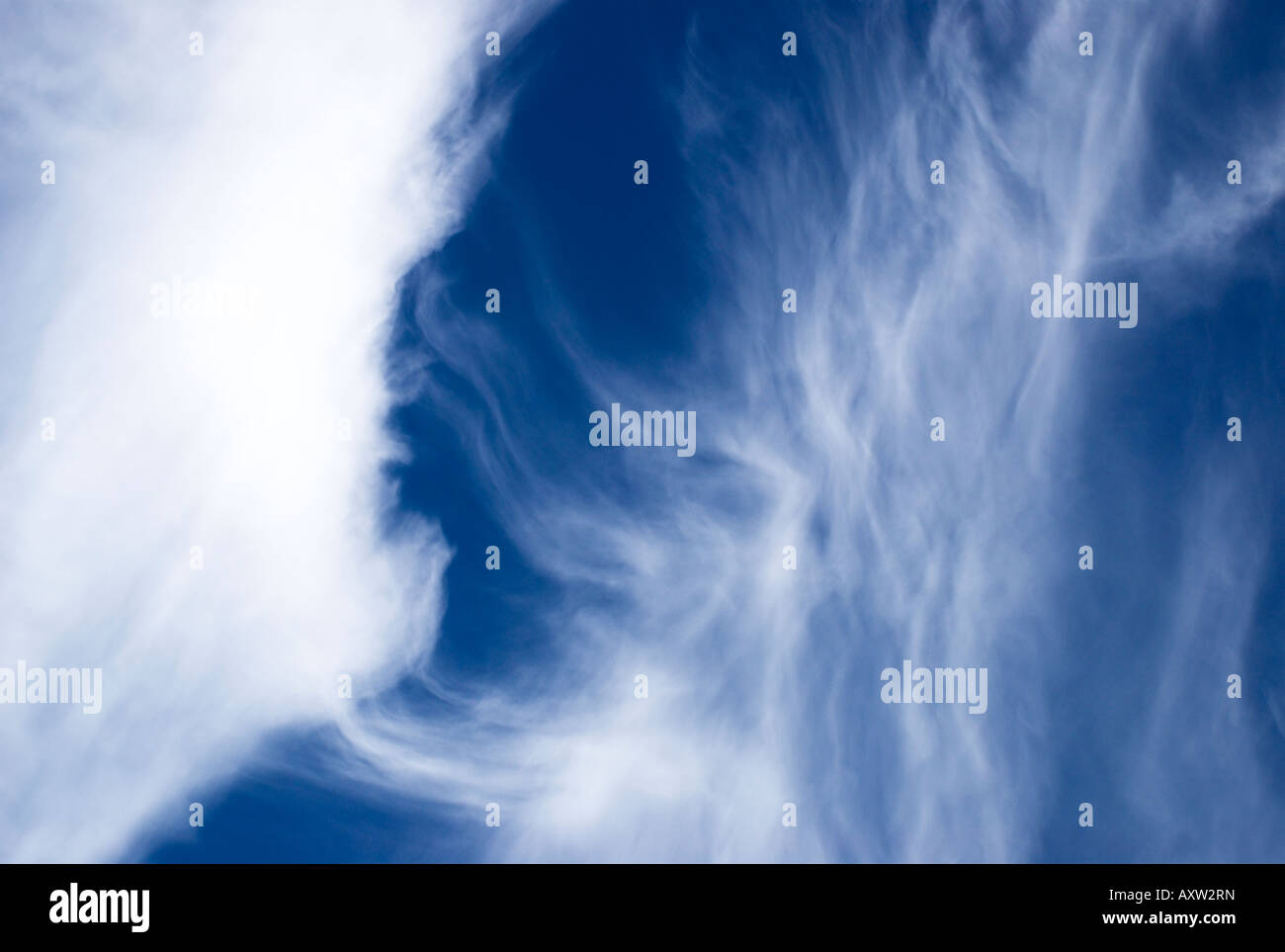 Blauer Himmel mit weißen Wolken hoch Stockfoto