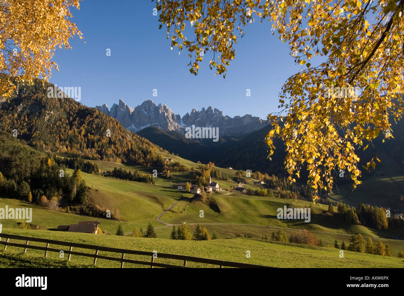 St. Magdalena, Val di Funes, Dolomiten, Bozen Provinz Trentino-Alto Adige, Italien, Europa Stockfoto
