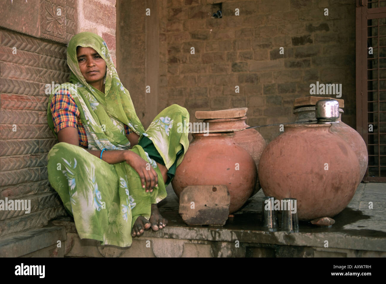 Wasser Verkäufer, Fatehpur Sikri, Uttar Pradesh Zustand, Indien, Asien Stockfoto