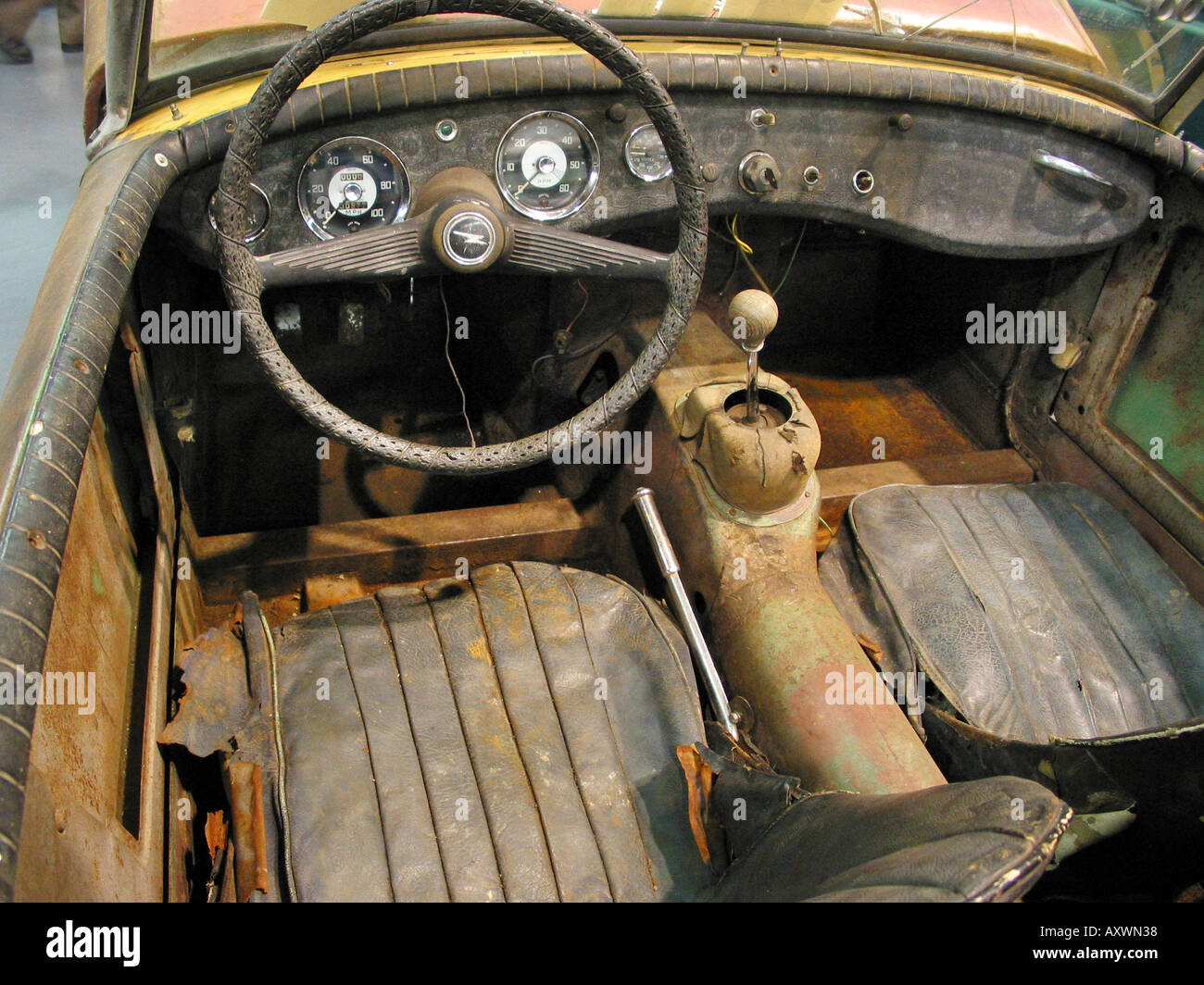 Innenraum des Austin Healey Sprite Mk1 abgenutzt Stockfoto