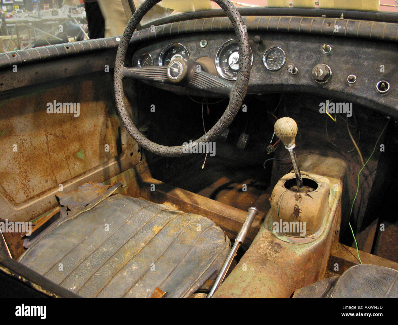 Innenraum des Uhralter Austin Healey Sprite Mk1 Stockfoto