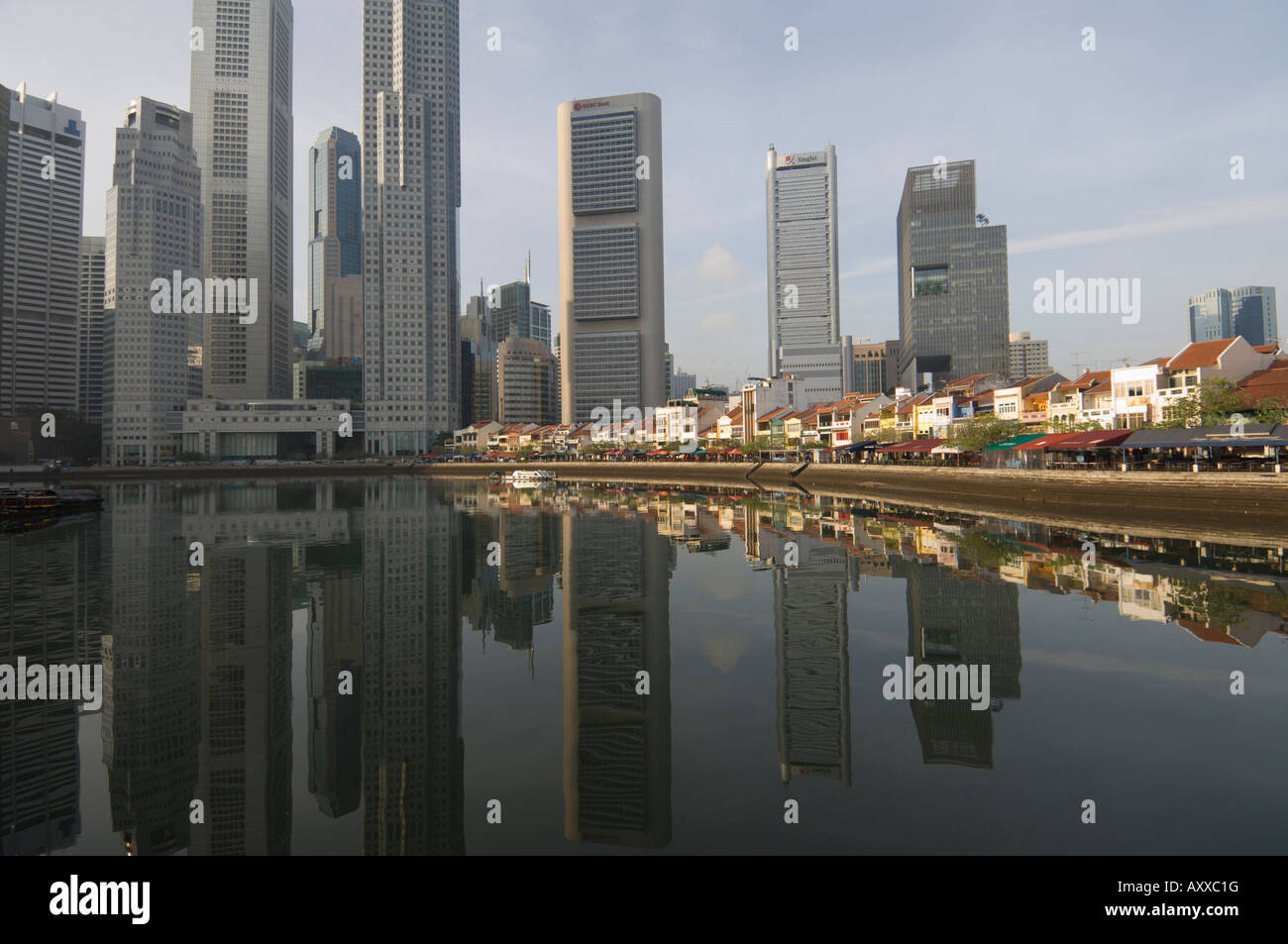 Boat Quay und Financial District, Singapur, Südostasien Stockfoto