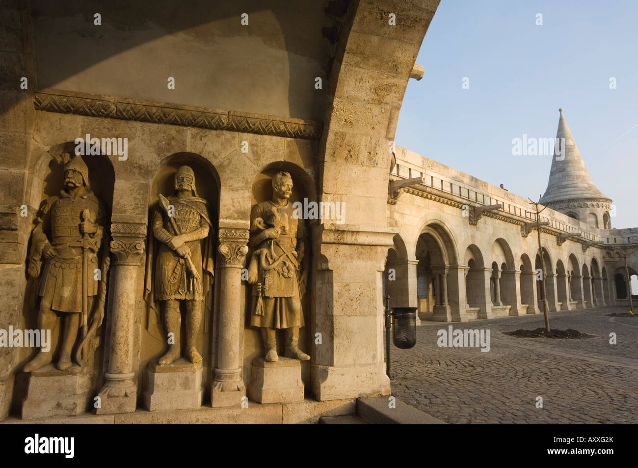 Stein-Statuen, Castle Hill Gegend, Budapest, Ungarn, Europa Stockfoto