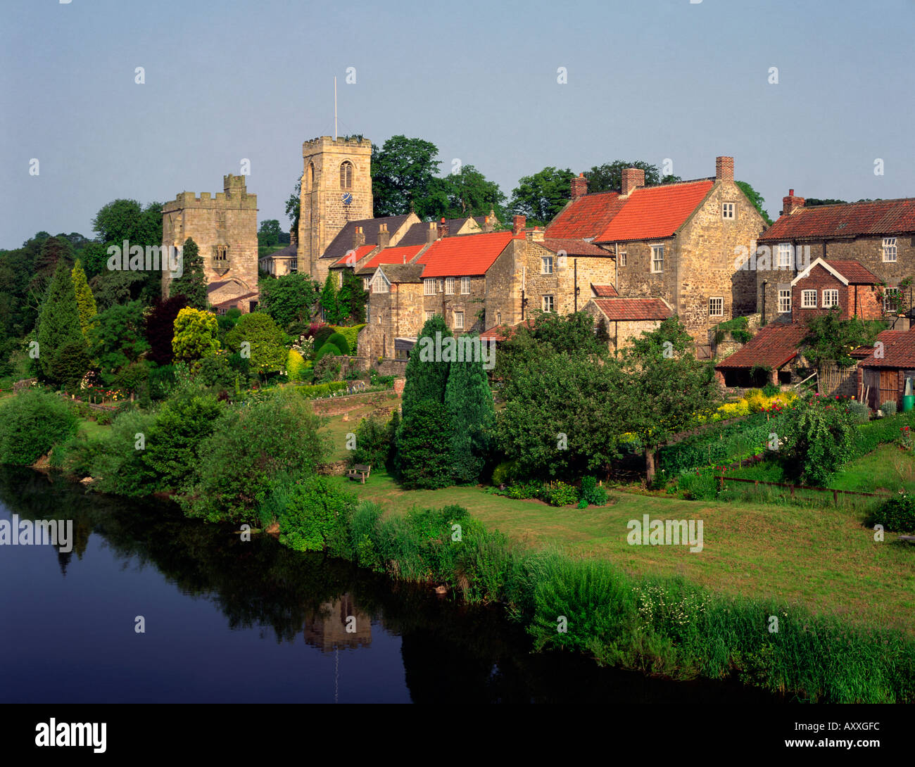 Auf dem Fluß Ure in North Yorkshire England West Biegert Stockfoto