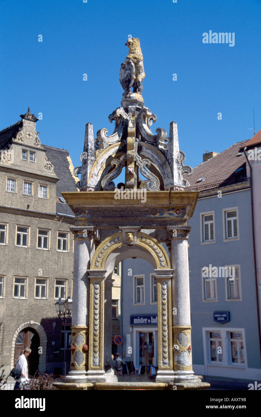 Oschatz, Marktbrunnen, Stockfoto