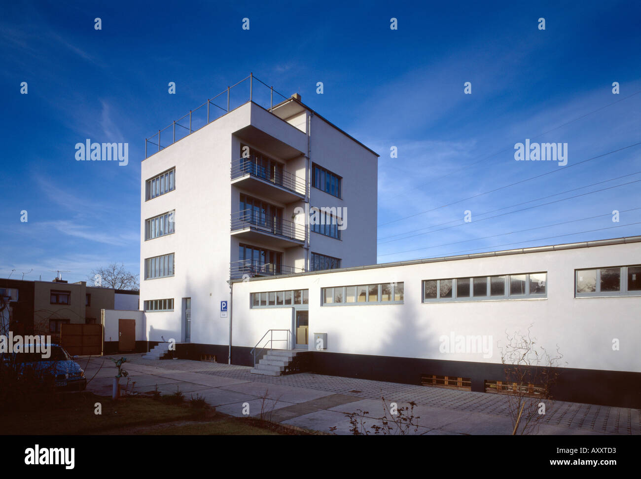 Dessau, Siedlung Törten, Zentrum der Siedlung, Hochhaus Stockfoto