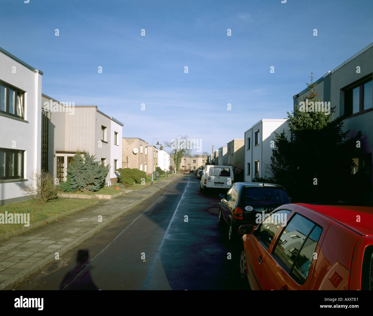 Dessau, Siedlung Törten, Einzelhaus Straße Stockfoto