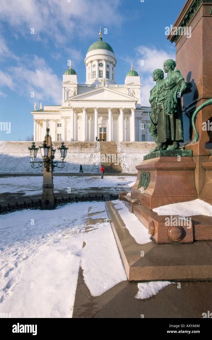 Evangelische christliche Kathedrale im Winter Schnee, Helsinki, Finnland, Skandinavien, Europa Stockfoto