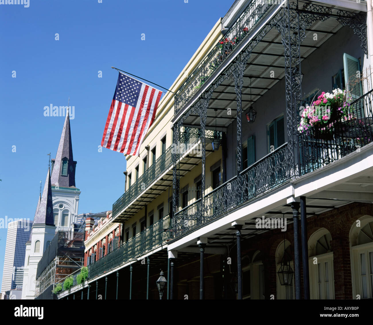 Schmiedeeisernen Balkonen in das French Quarter, New Orleans, Louisiana, Vereinigte Staaten von Amerika, Nord ein Stockfoto