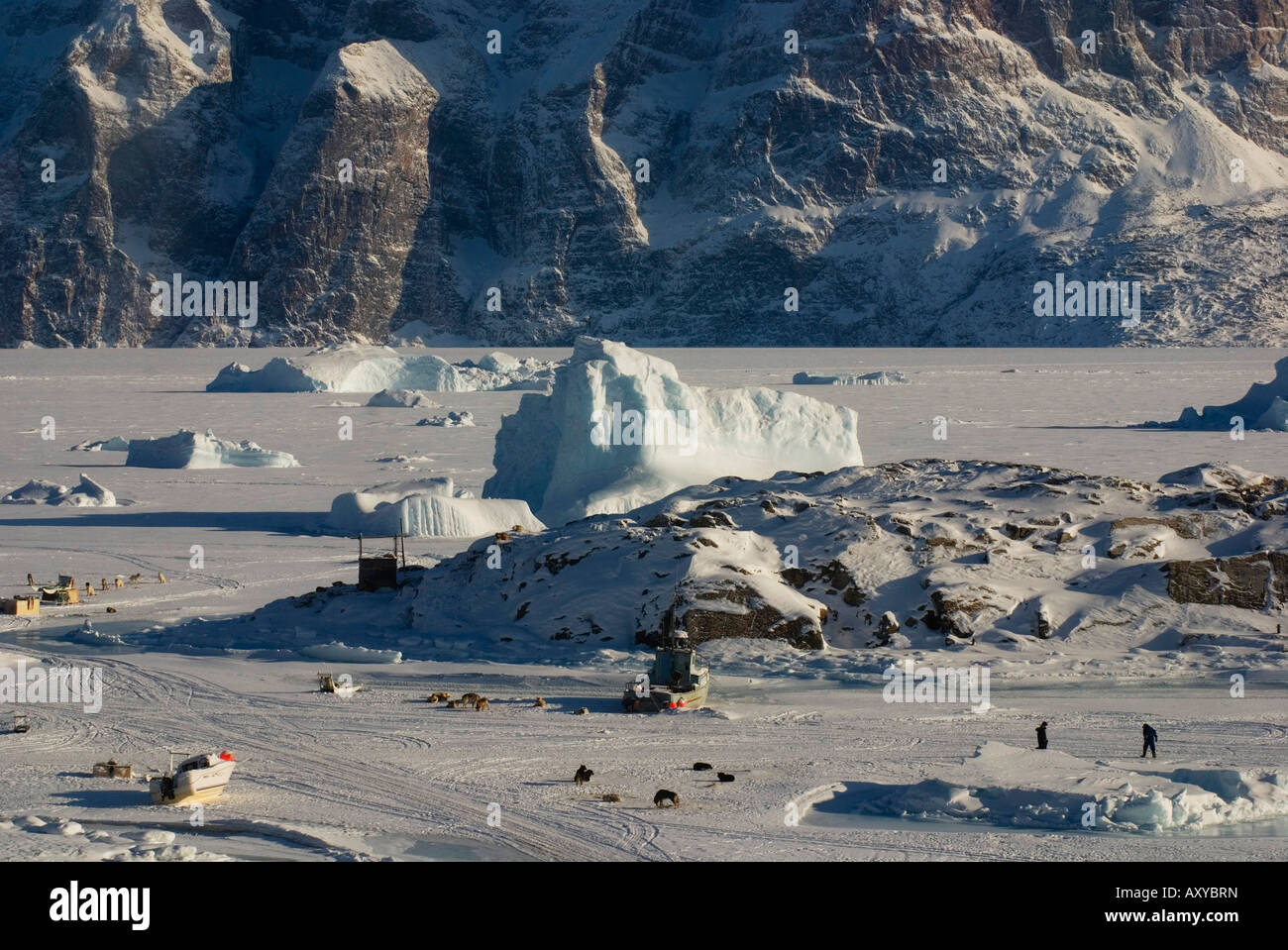 Eisbergen gefroren ins Meer außerhalb Uummannaq, Grönland Stockfoto