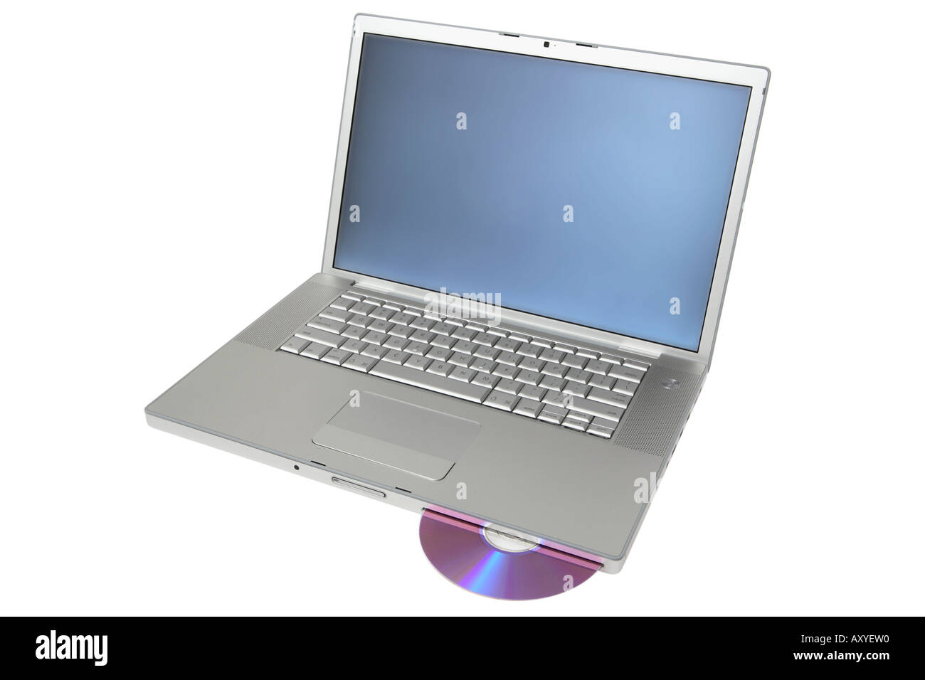 Laptop-Computer mit DVD Stockfoto