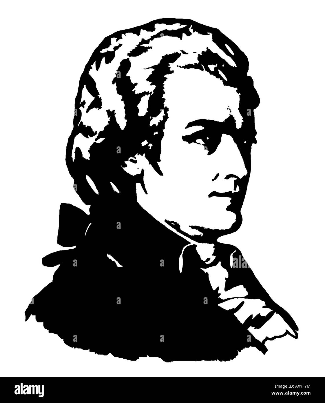 Wolfgang Amadeus Mozart 1756 1791 österreichische Komponist Poster Stil moderne Illustration Stockfoto