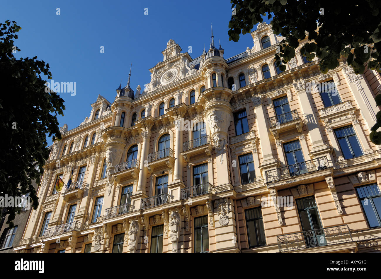 Jugendstil-Architektur, 13 Alberta Iela, Europa, Baltikum, Lettland, Riga Stockfoto