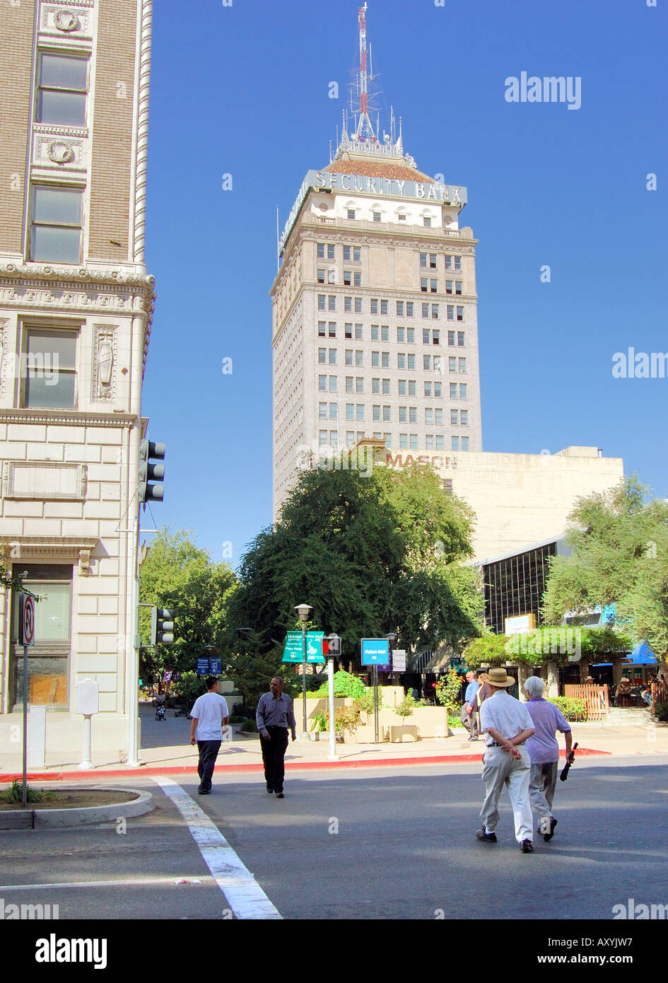 Fulton mall Innenstadt von Fresno CA Stockfoto