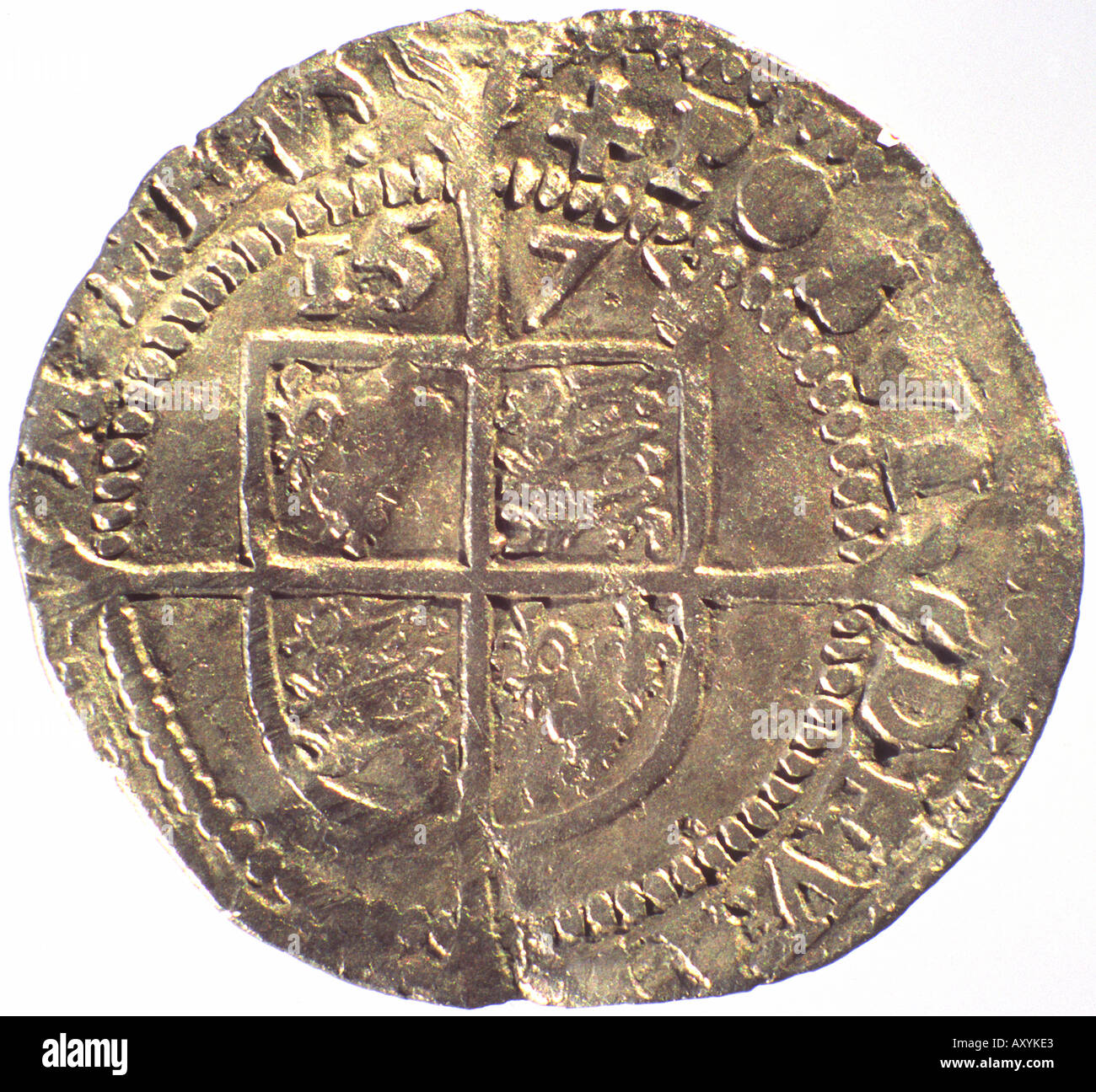 Silber Münze Elizabeth ich Stockfoto