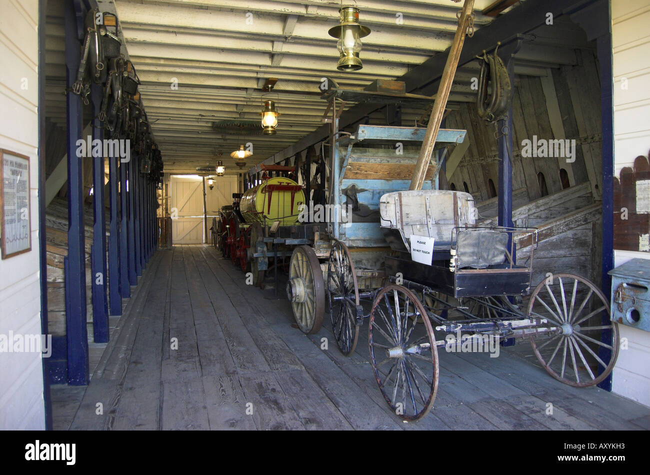 Wagen und Bühne Trainer-Anzeige an der Mission San Juan Bautista State Park CA USA Stockfoto