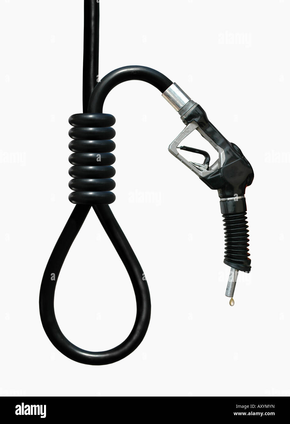 Die Kosten für Benzin, vertreten durch die Schlinge und Gas Düse Stockfoto