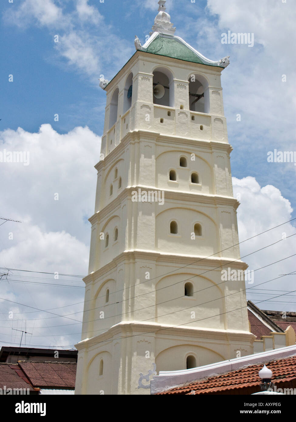 Minarett, Kampung Kling Moschee, Malacca Stadt, Bandar Melaka, Malaysia Stockfoto