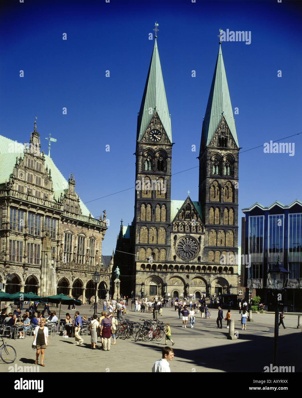 Geographie / Reisen, Deutschland, Bremen, Quadrate, Marktplatz mit Kathedrale und City Hall, Freie Hansestadt, Kirche, Stockfoto