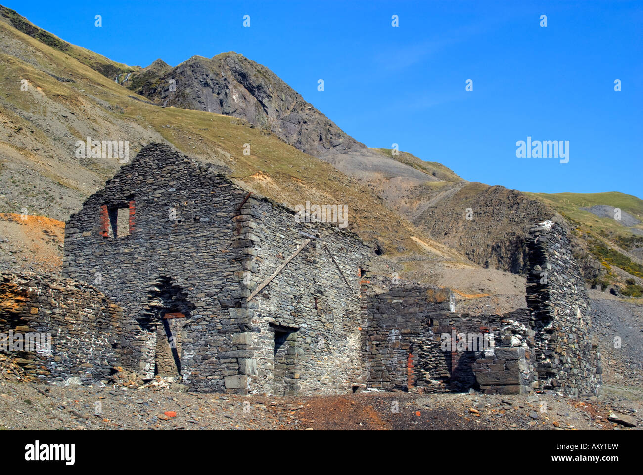 Cwmystwyth Minen Wales uk das verlassene Gebäude und Raub dieser lange roh Minen Stockfoto