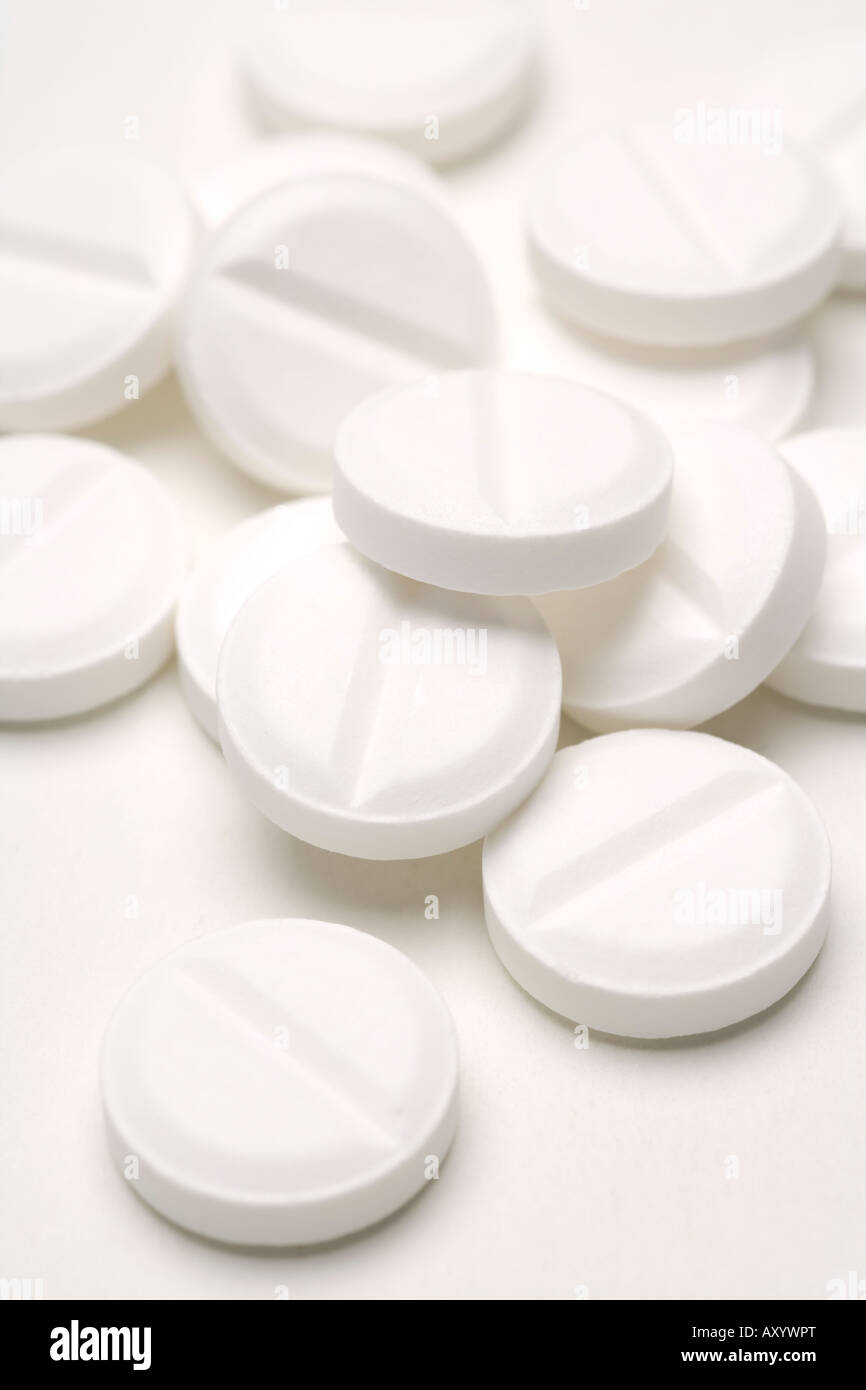 Schmerzmittel Medizin weiß Medikamente Pillen oder Tabletten Aspirin oder Paracetamol-Schmerzmittel Stockfoto