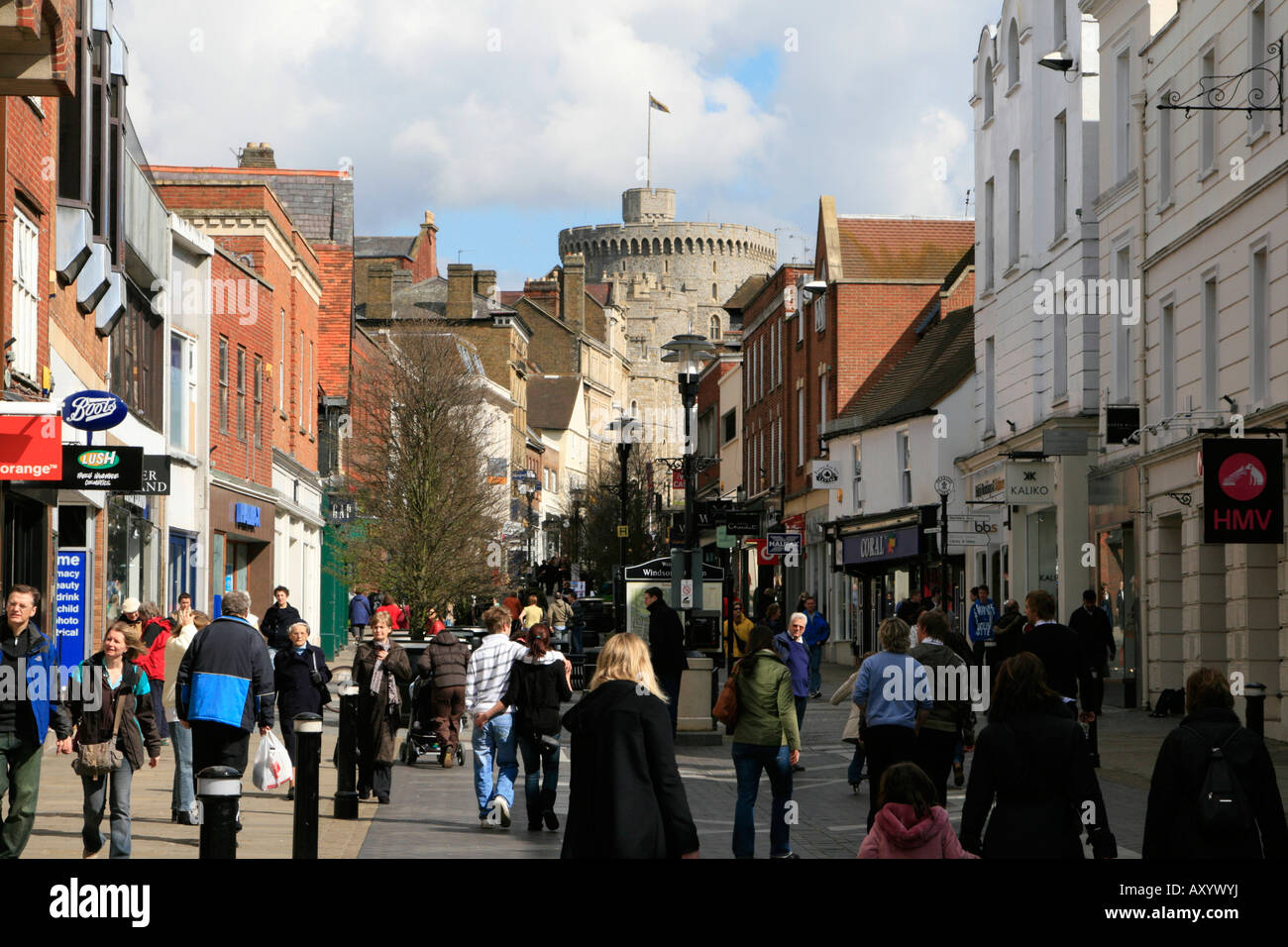 Windsor Stadtzentrum Geschäfte Royal Borough of Windsor und Maidenhead, Berkshire, England, UK, GB Stockfoto