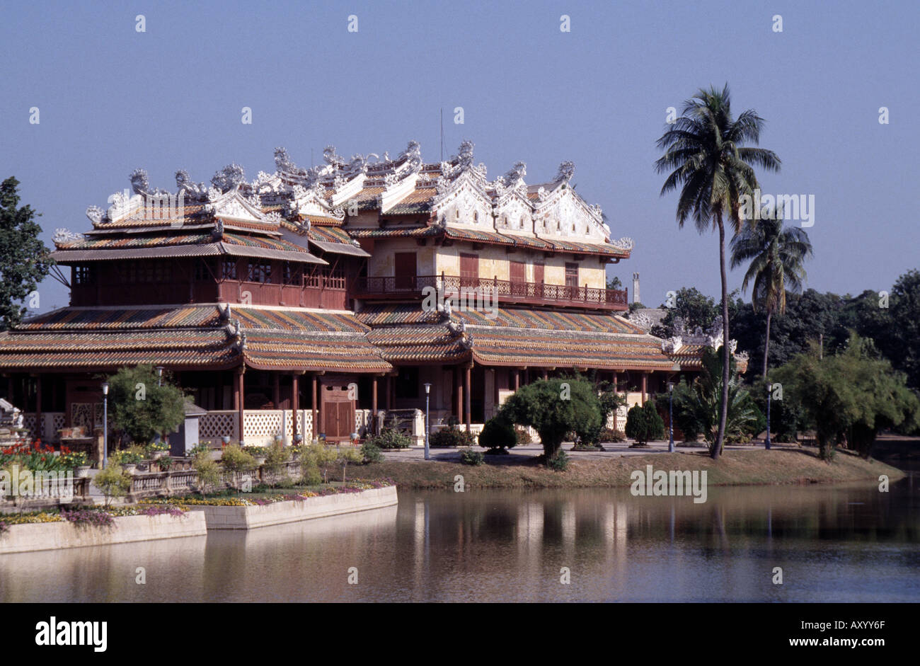 Ayutthaya, Bang Pa In Palast, Totale Stockfoto