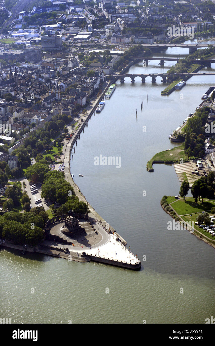 Deutsches Eck (Deutsches Eck), Landzunge an der Mündung der Mosel in den Rhein, Deutschland, Rheinland-Palatina Stockfoto