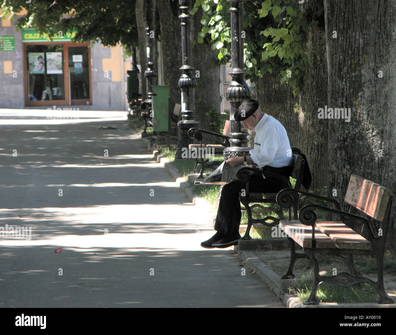 Mann in traditionelle baskische Baskenmütze in Markina Xemein Spanien Stockfoto