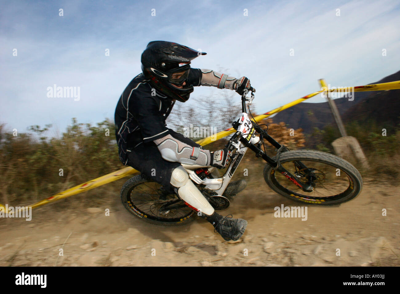 MTB Downhill. Pieve di Teco Trail, Ligurien, Italien Stockfoto