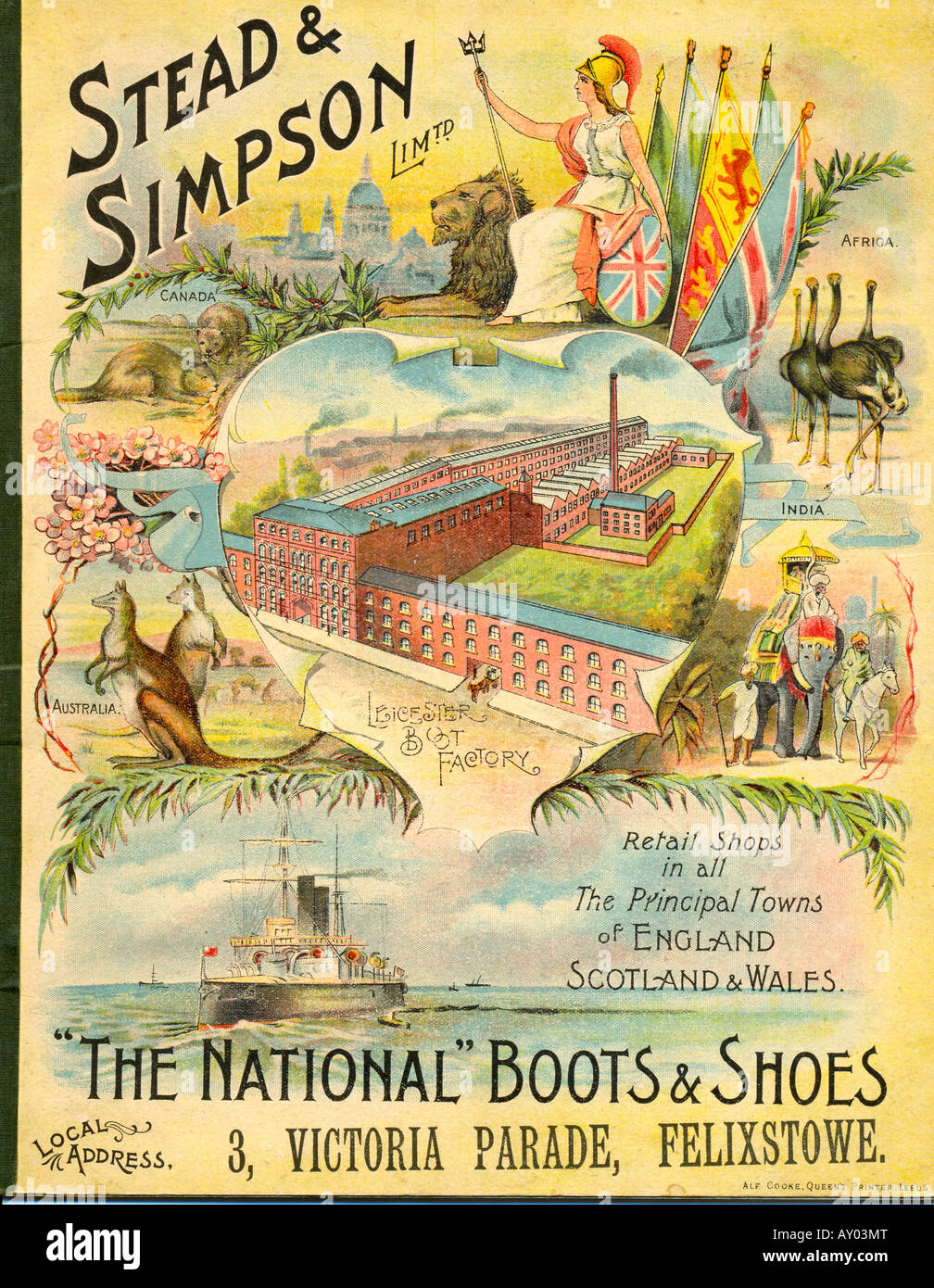 Viktorianische Katalogumschlag für & Schuhe Stiefel Stockfoto